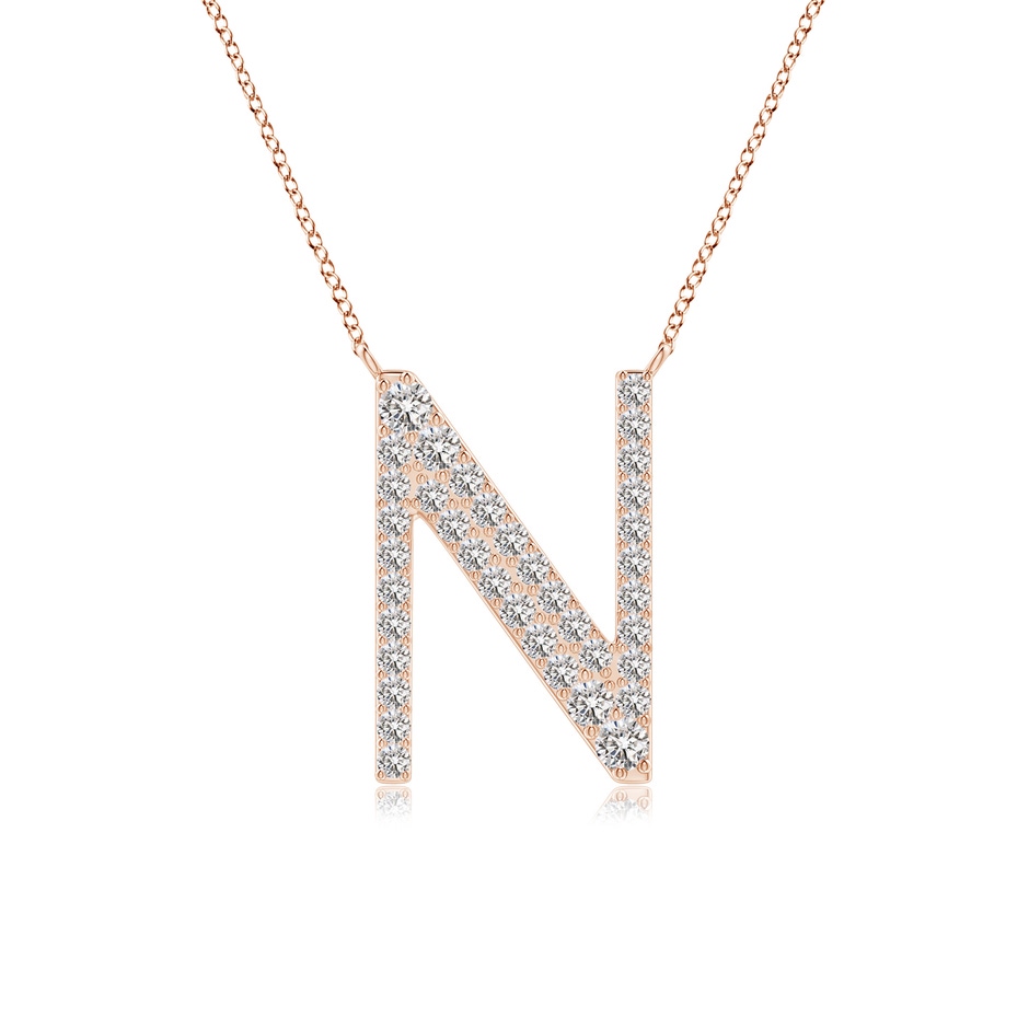 1.85mm IJI1I2 Modern Deco Diamond Capital "N" Initial Pendant in Rose Gold 