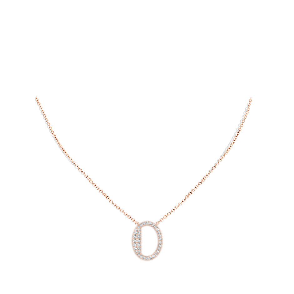 1.5mm GVS2 Modern Deco Diamond Capital "O" Initial Pendant in Rose Gold body-neck