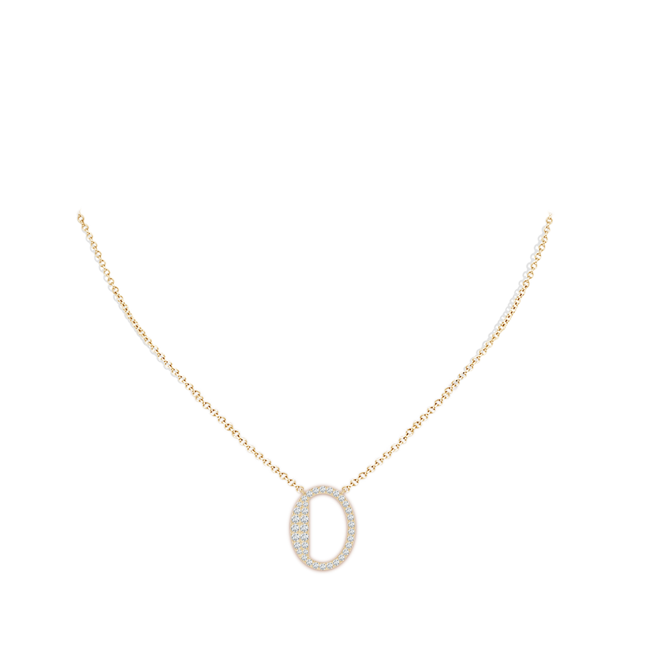 1.5mm GVS2 Modern Deco Diamond Capital "O" Initial Pendant in Yellow Gold body-neck