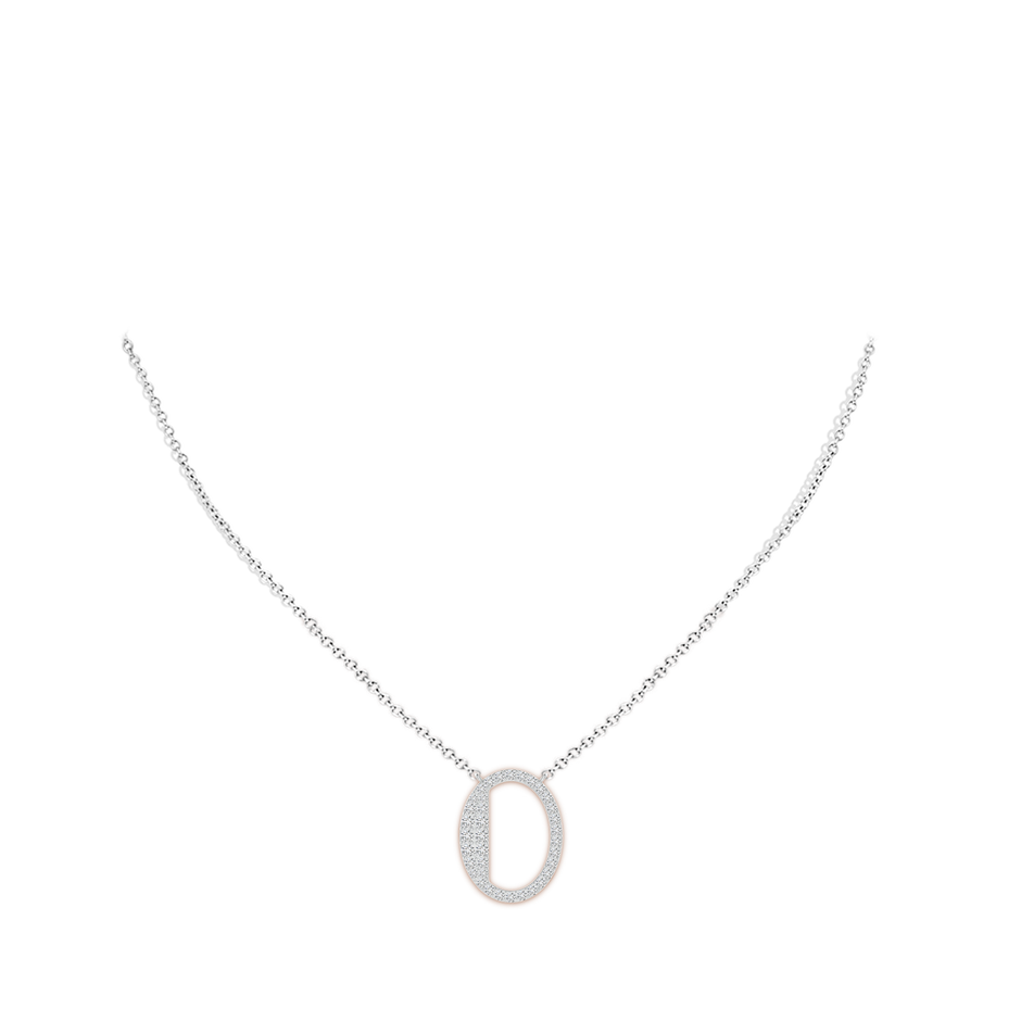 1.5mm HSI2 Modern Deco Diamond Capital "O" Initial Pendant in P950 Platinum body-neck