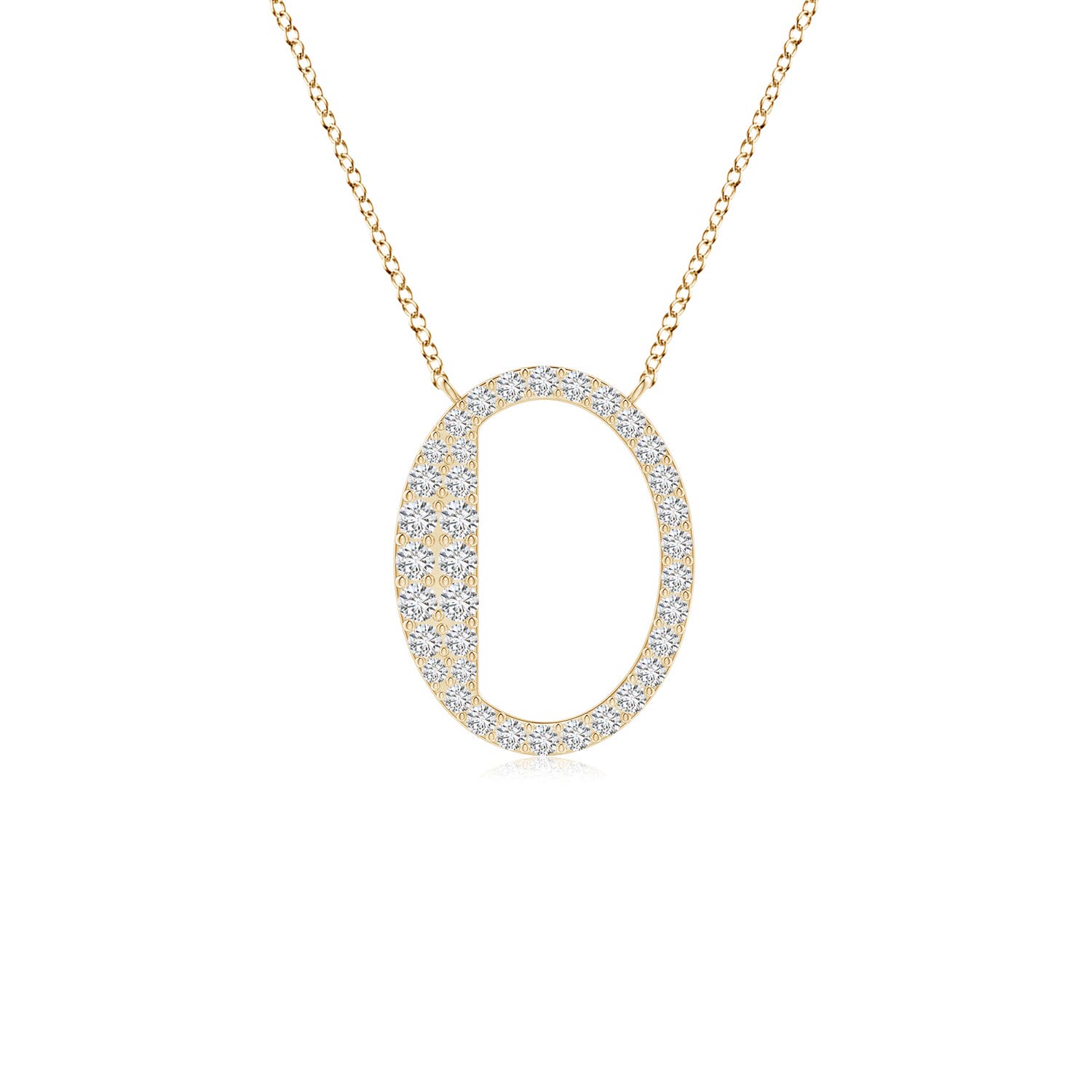 1.5mm HSI2 Modern Deco Diamond Capital "O" Initial Pendant in Yellow Gold