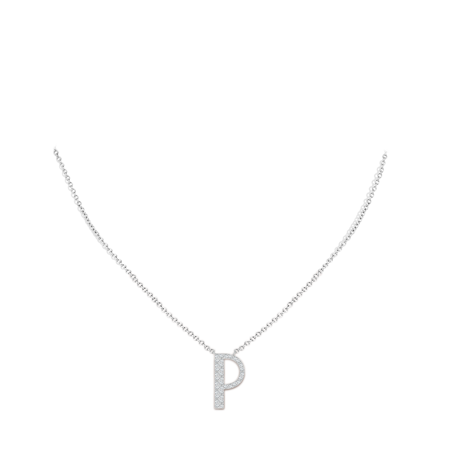 1.15mm GVS2 Modern Deco Diamond Capital "P" Initial Pendant in P950 Platinum - body_neck