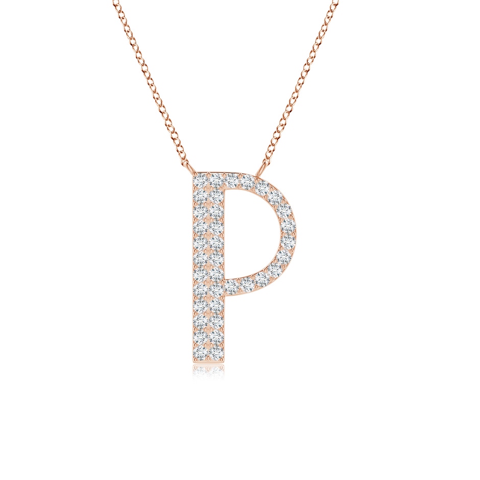 1.15mm GVS2 Modern Deco Diamond Capital "P" Initial Pendant in Rose Gold 