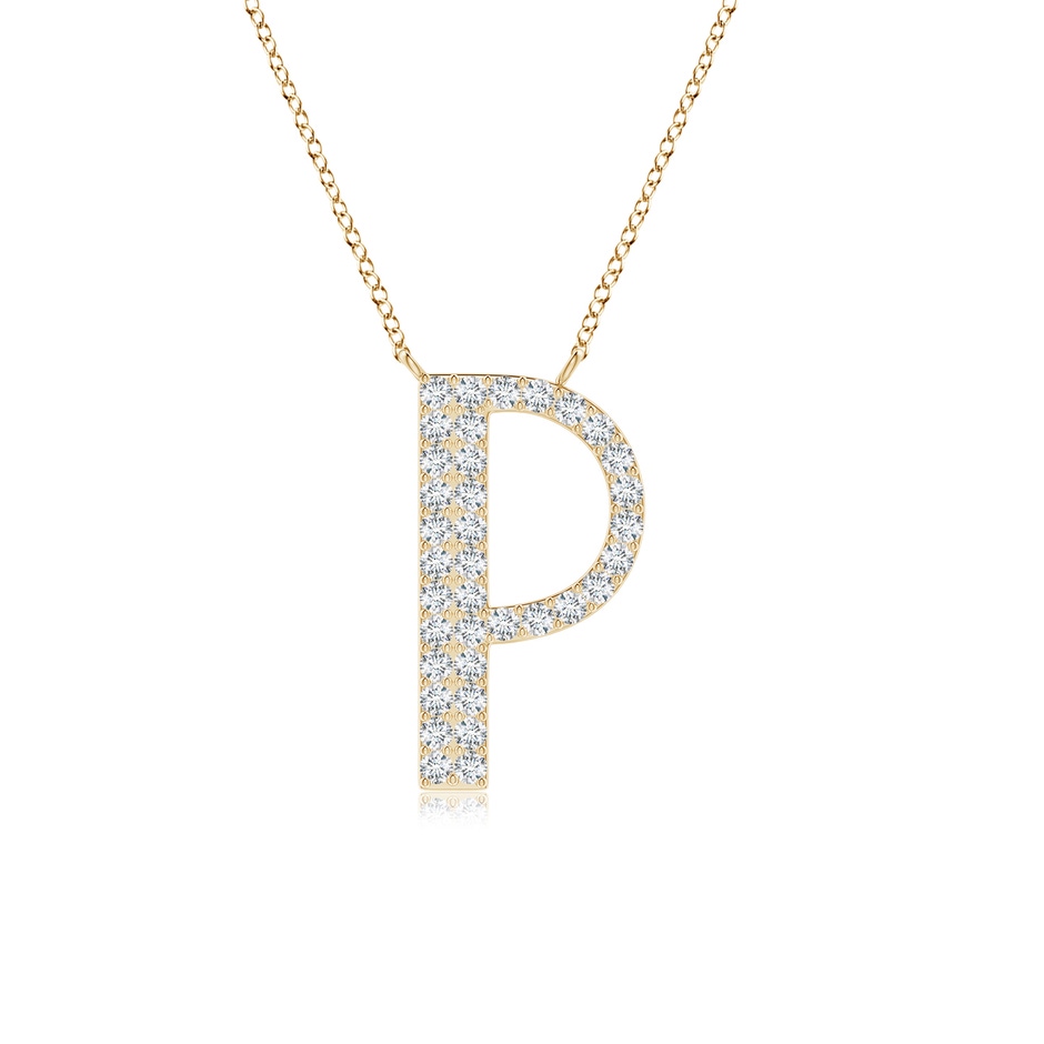 1.15mm GVS2 Modern Deco Diamond Capital "P" Initial Pendant in Yellow Gold 