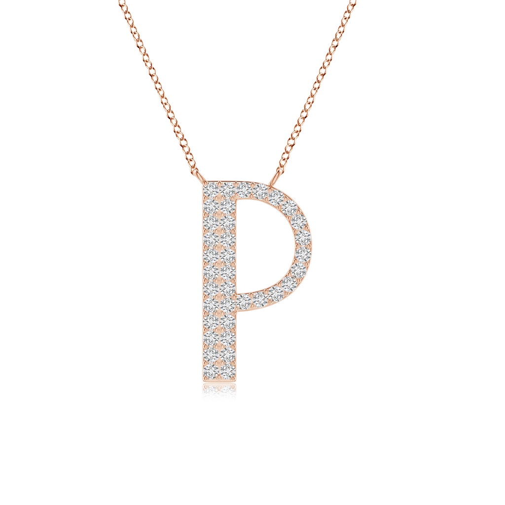 1.15mm HSI2 Modern Deco Diamond Capital "P" Initial Pendant in Rose Gold