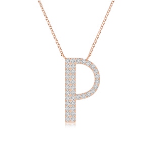 1.15mm HSI2 Modern Deco Diamond Capital "P" Initial Pendant in Rose Gold