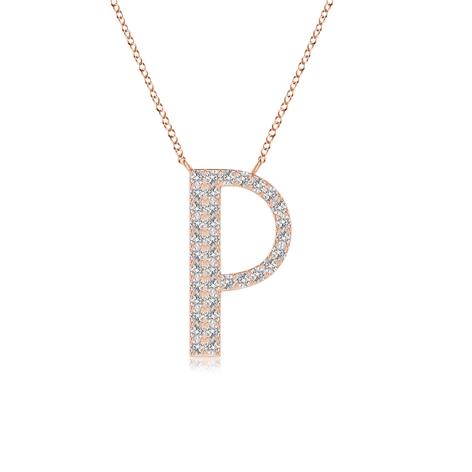 1.15mm IJI1I2 Modern Deco Diamond Capital "P" Initial Pendant in Rose Gold 