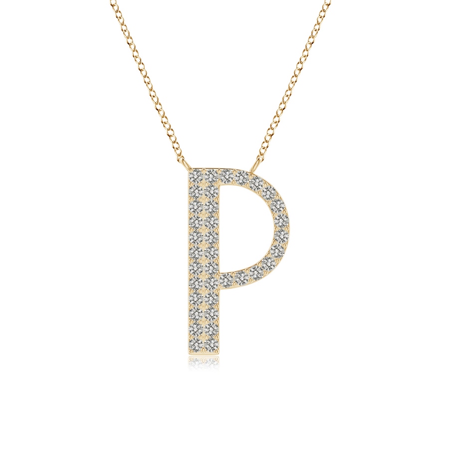 1.15mm KI3 Modern Deco Diamond Capital "P" Initial Pendant in Yellow Gold 
