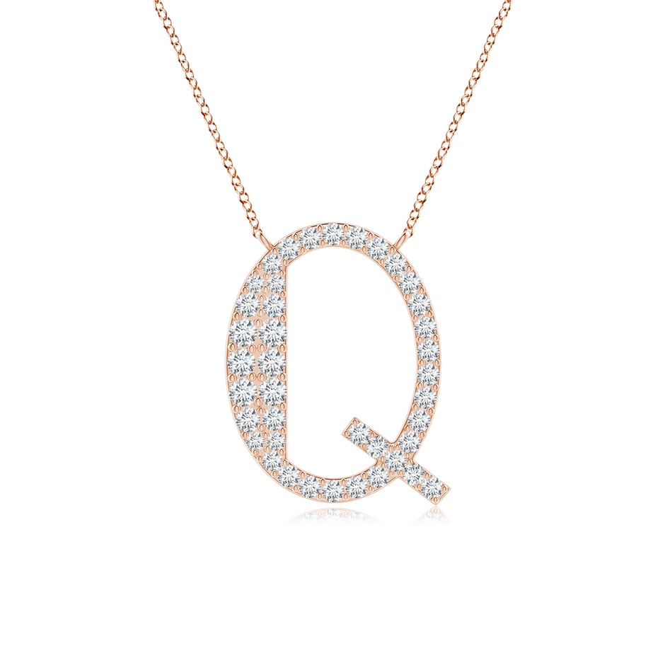 1.45mm GVS2 Modern Deco Diamond Capital "Q" Initial Pendant in Rose Gold 