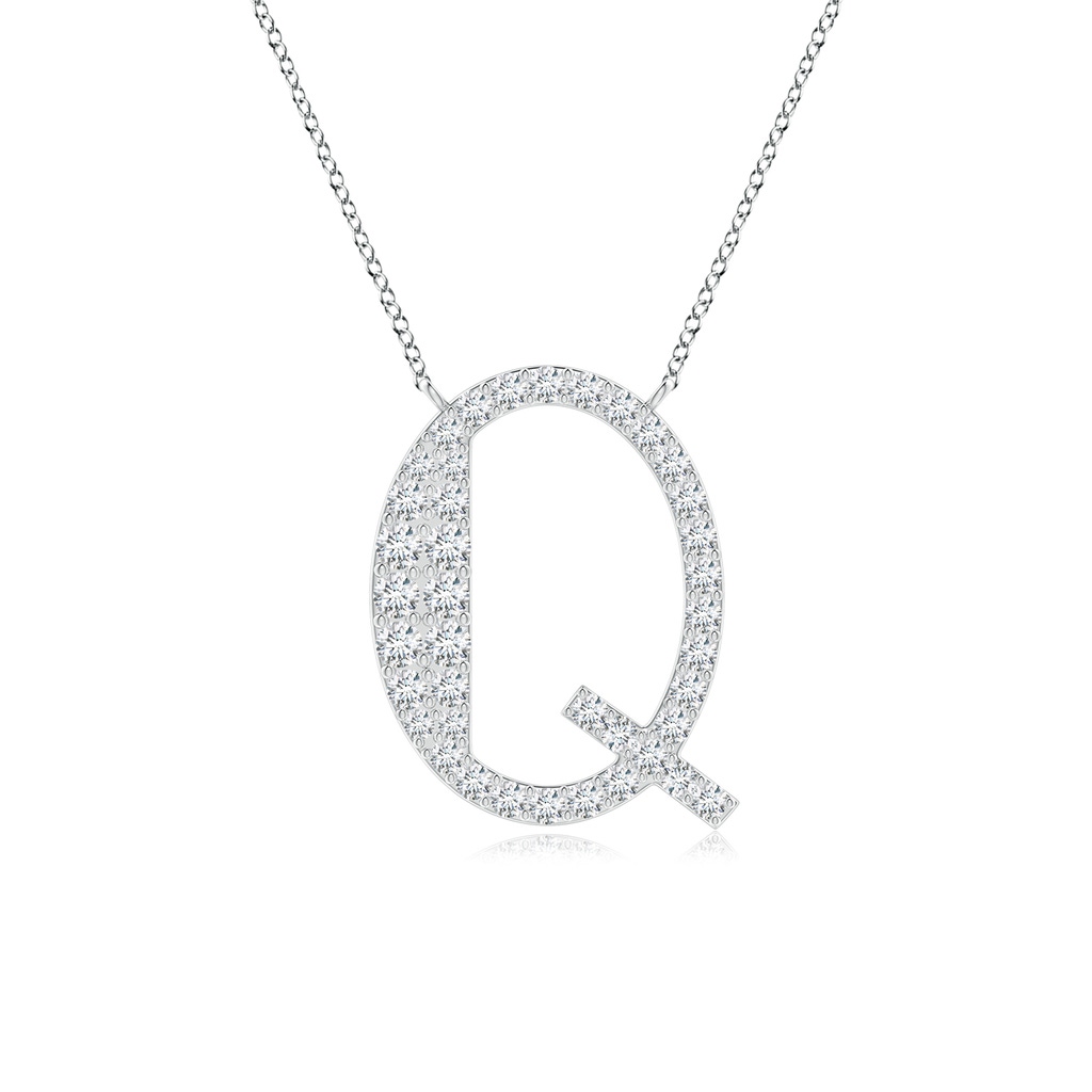 1.45mm GVS2 Modern Deco Diamond Capital "Q" Initial Pendant in White Gold