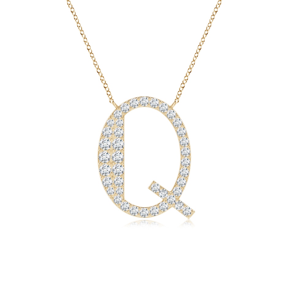 1.45mm GVS2 Modern Deco Diamond Capital "Q" Initial Pendant in Yellow Gold 