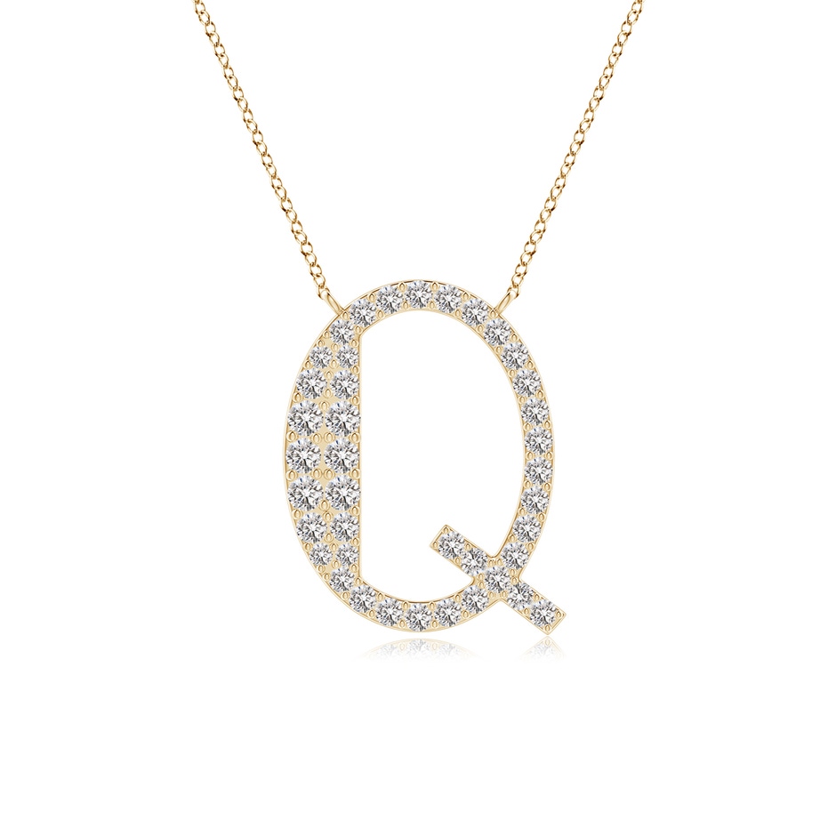 1.45mm IJI1I2 Modern Deco Diamond Capital "Q" Initial Pendant in Yellow Gold 
