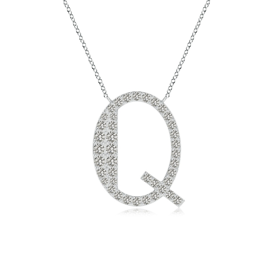1.45mm KI3 Modern Deco Diamond Capital "Q" Initial Pendant in White Gold 