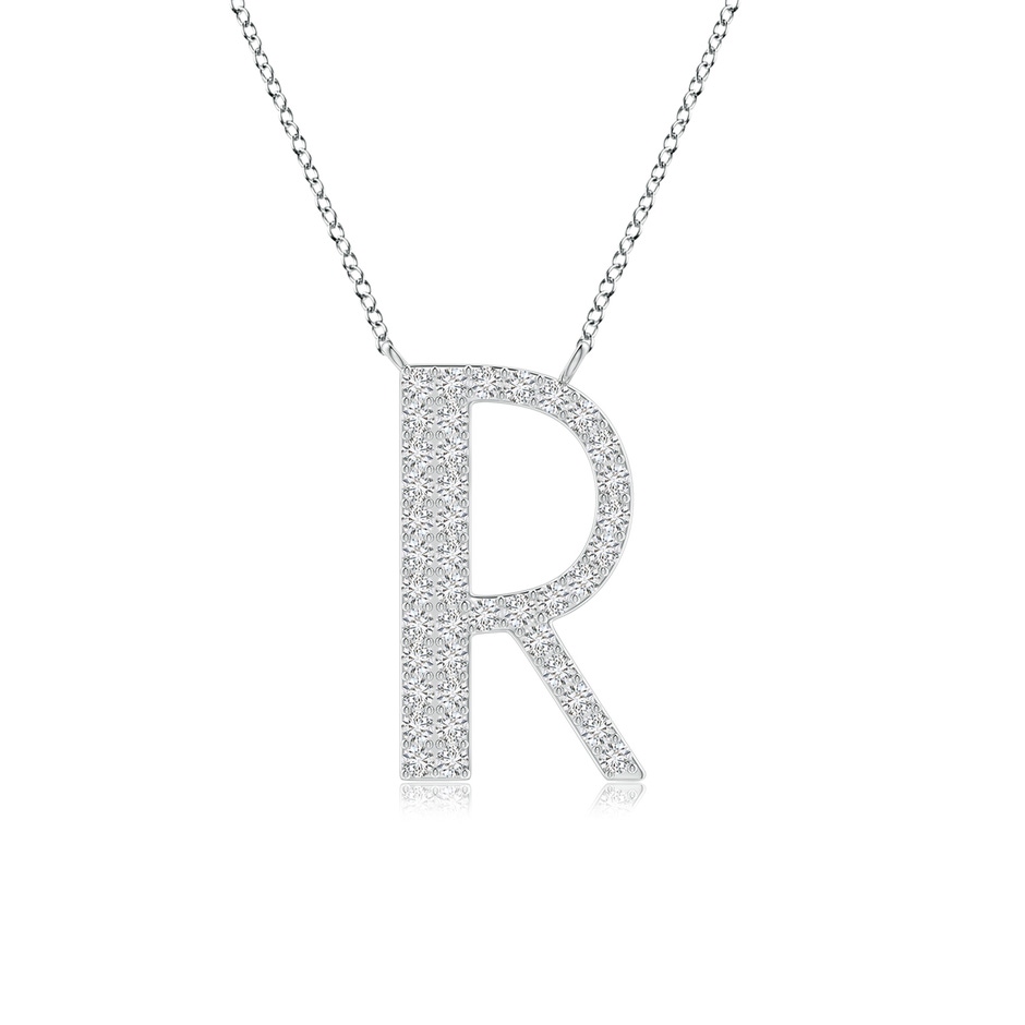 1.2mm HSI2 Modern Deco Diamond Capital "R" Initial Pendant in P950 Platinum 