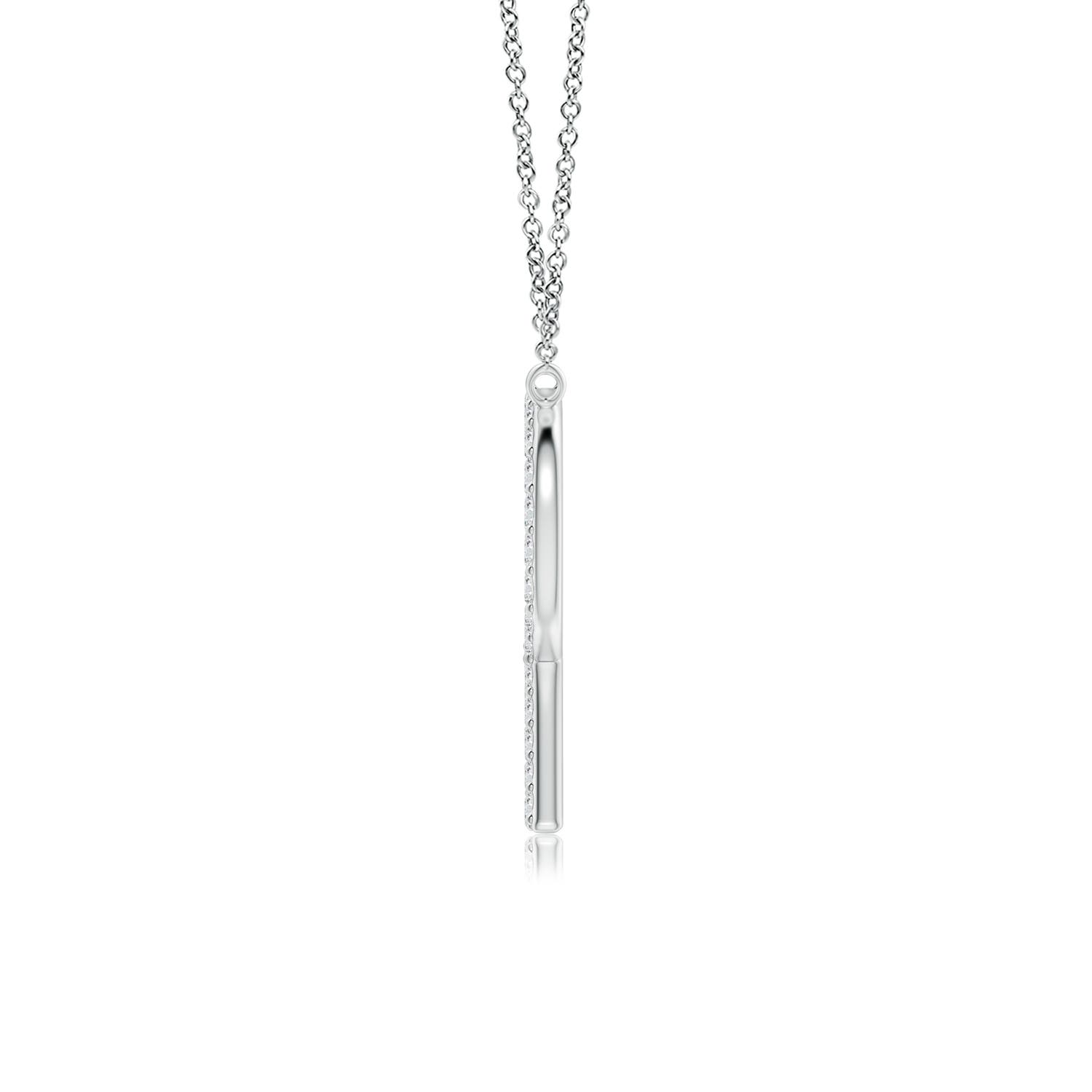 1.2mm HSI2 Modern Deco Diamond Capital "R" Initial Pendant in White Gold