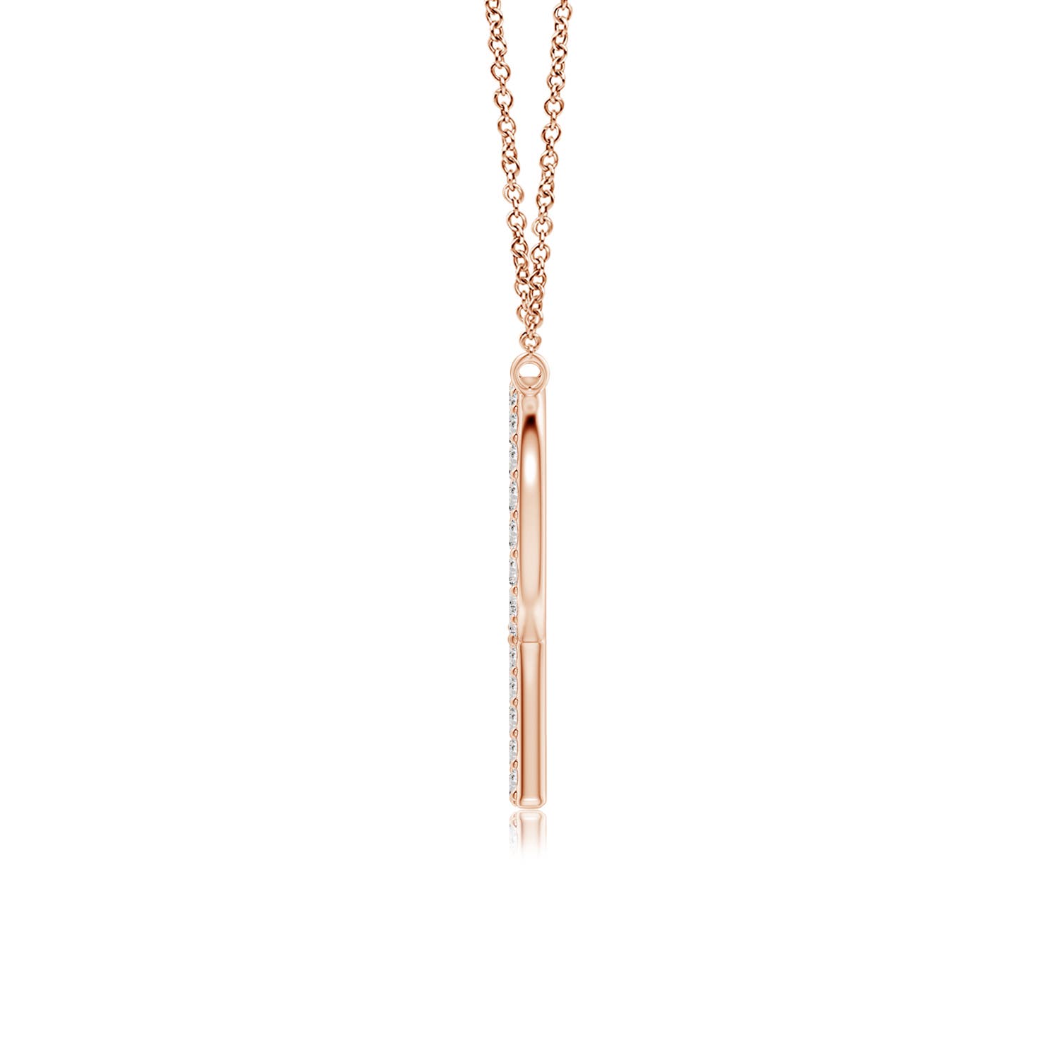 1.2mm IJI1I2 Modern Deco Diamond Capital "R" Initial Pendant in Rose Gold