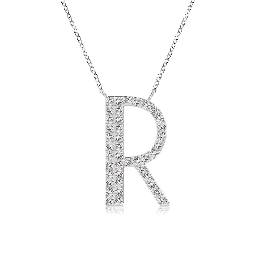1.2mm IJI1I2 Modern Deco Diamond Capital "R" Initial Pendant in White Gold 