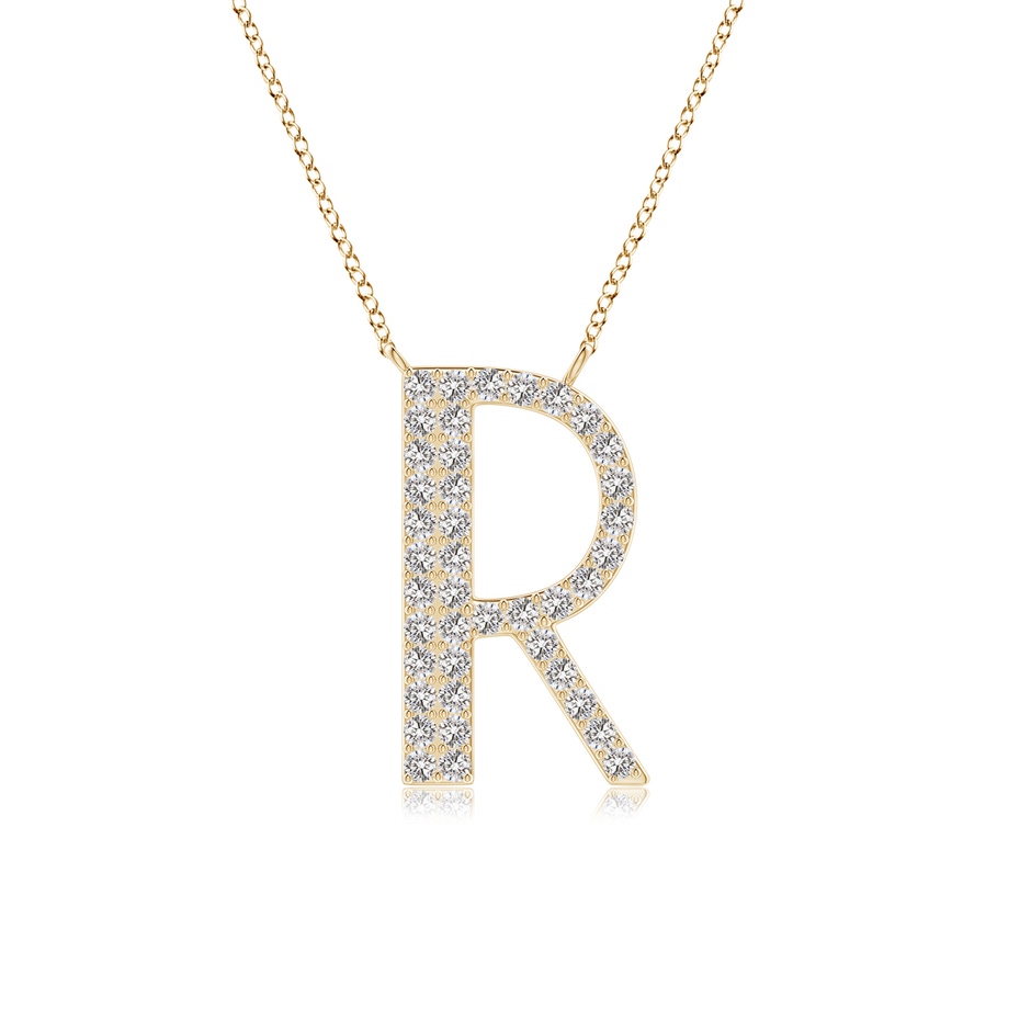 1.2mm IJI1I2 Modern Deco Diamond Capital "R" Initial Pendant in Yellow Gold 