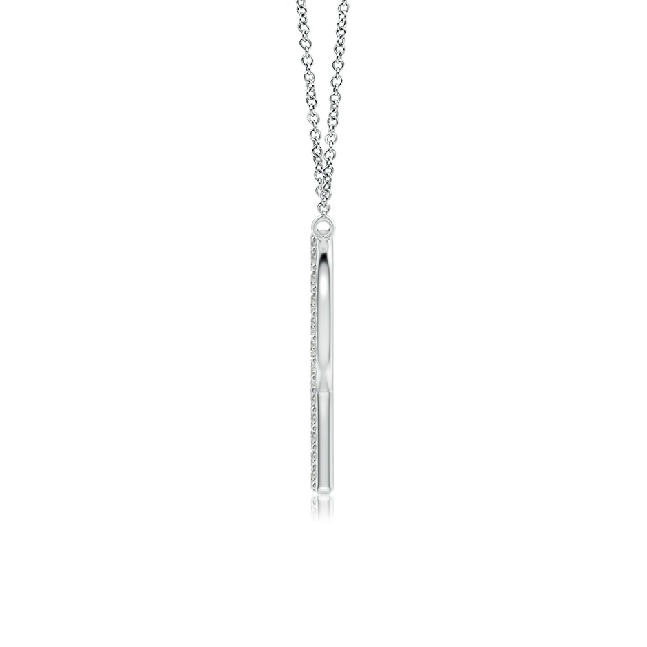 1.2mm KI3 Modern Deco Diamond Capital "R" Initial Pendant in White Gold side-1