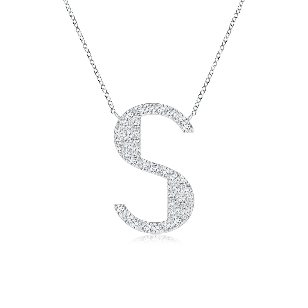 1.2mm GVS2 Modern Deco Diamond Capital "S" Initial Pendant in P950 Platinum