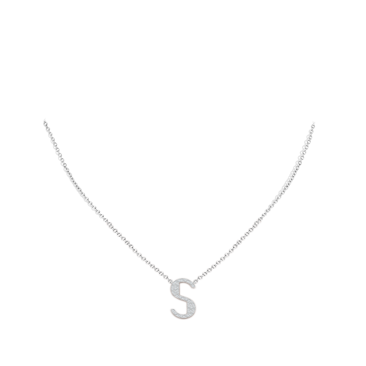 1.2mm GVS2 Modern Deco Diamond Capital "S" Initial Pendant in P950 Platinum - body_neck