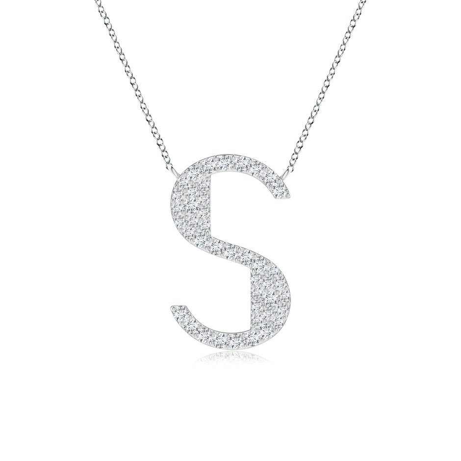 1.2mm GVS2 Modern Deco Diamond Capital "S" Initial Pendant in White Gold 
