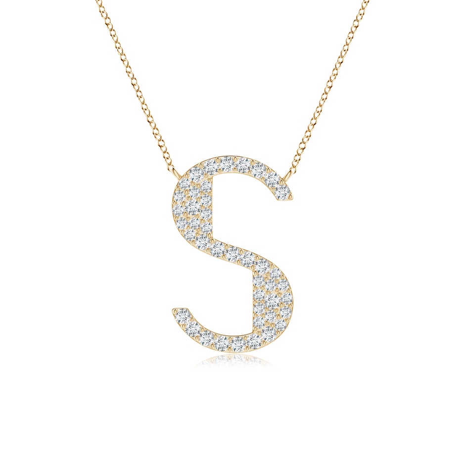 1.2mm GVS2 Modern Deco Diamond Capital "S" Initial Pendant in Yellow Gold 