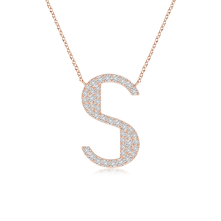 1.2mm HSI2 Modern Deco Diamond Capital "S" Initial Pendant in Rose Gold 