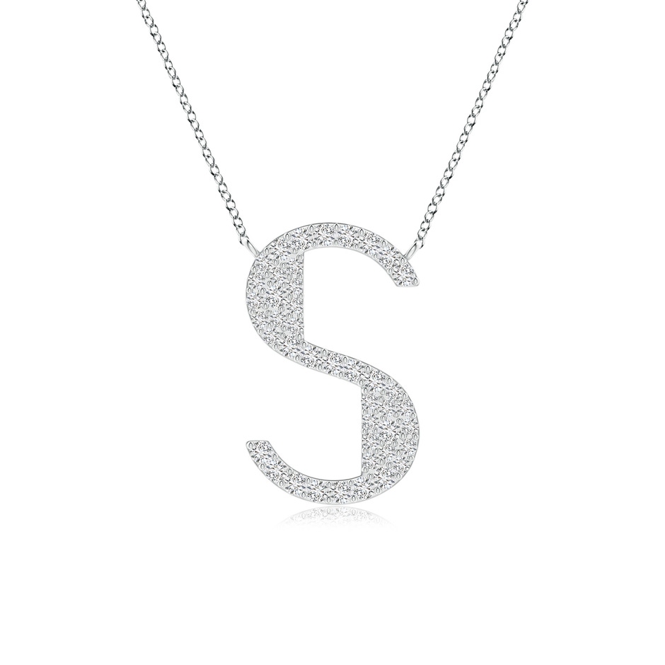1.2mm HSI2 Modern Deco Diamond Capital "S" Initial Pendant in White Gold 