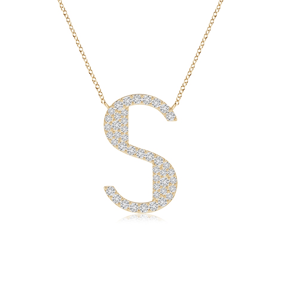 1.2mm HSI2 Modern Deco Diamond Capital "S" Initial Pendant in Yellow Gold 