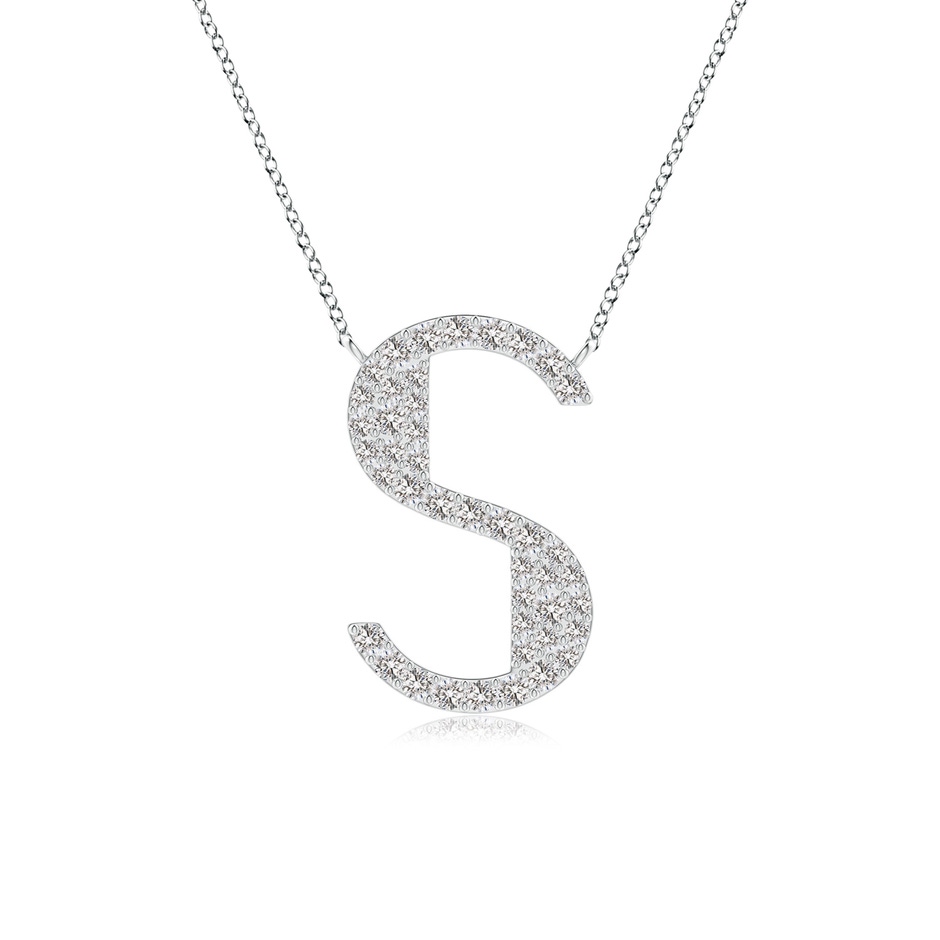 1.2mm IJI1I2 Modern Deco Diamond Capital "S" Initial Pendant in White Gold 
