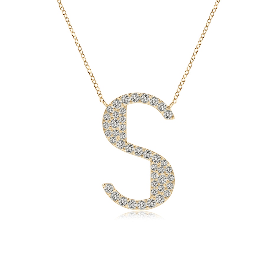 1.2mm KI3 Modern Deco Diamond Capital "S" Initial Pendant in Yellow Gold 