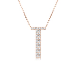 1.15mm GVS2 Modern Deco Diamond Capital "T" Initial Pendant in 9K Rose Gold