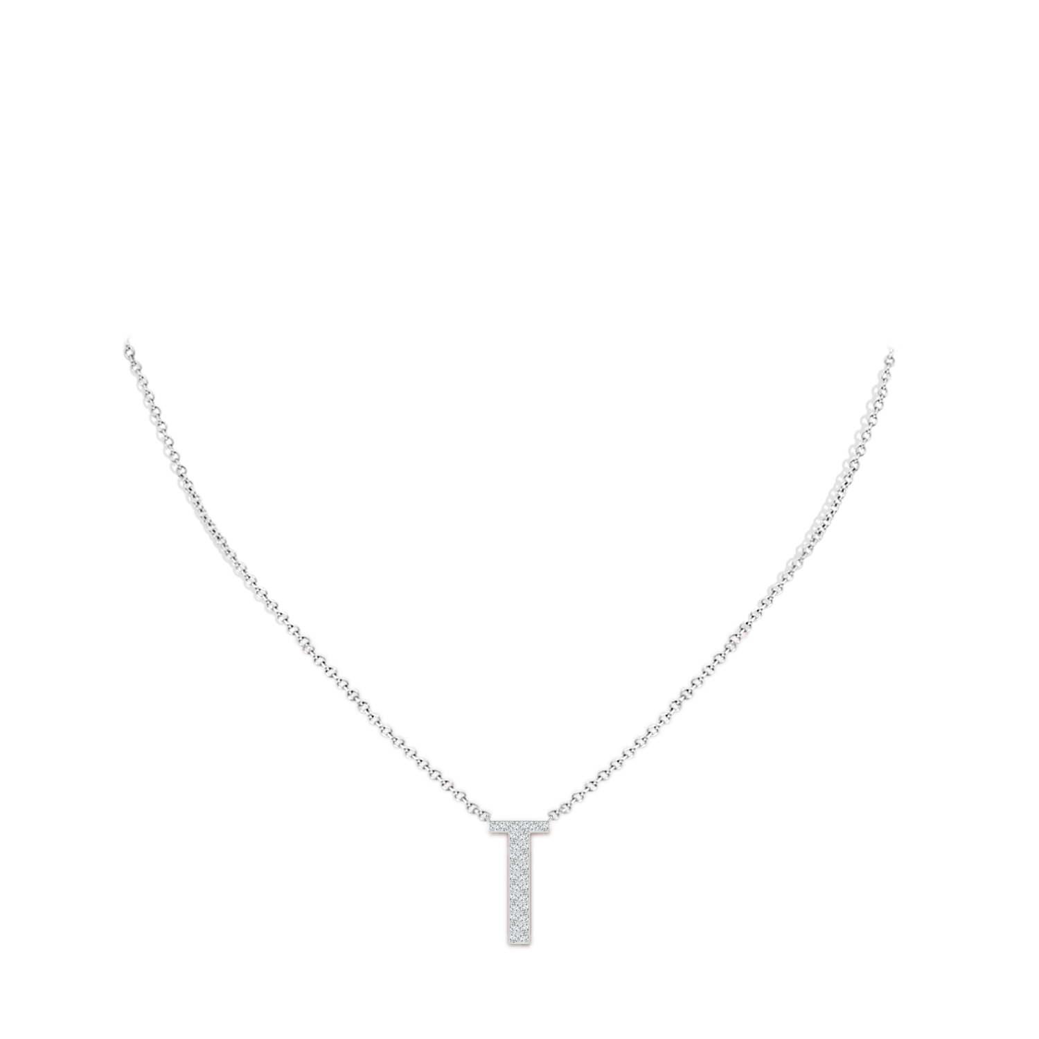 1.15mm GVS2 Modern Deco Diamond Capital "T" Initial Pendant in P950 Platinum - body_neck