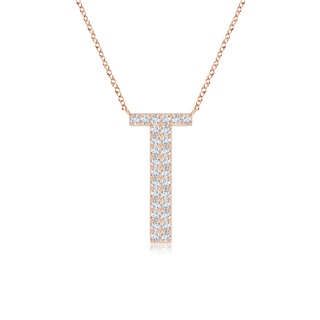 1.15mm GVS2 Modern Deco Diamond Capital "T" Initial Pendant in Rose Gold