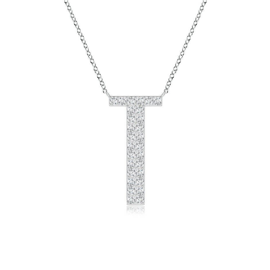 1.15mm GVS2 Modern Deco Diamond Capital "T" Initial Pendant in White Gold 