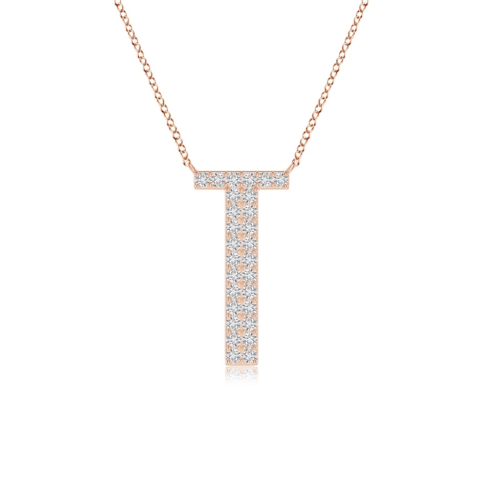 1.15mm HSI2 Modern Deco Diamond Capital "T" Initial Pendant in Rose Gold 
