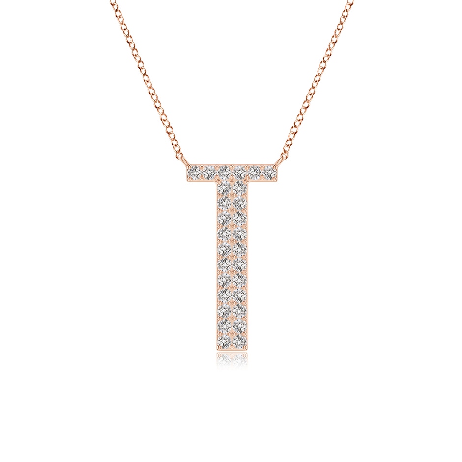 1.15mm IJI1I2 Modern Deco Diamond Capital "T" Initial Pendant in Rose Gold 