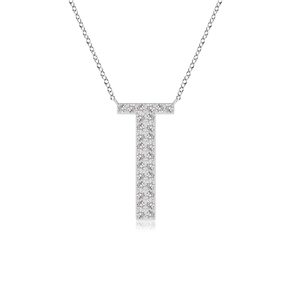 1.15mm IJI1I2 Modern Deco Diamond Capital "T" Initial Pendant in White Gold 