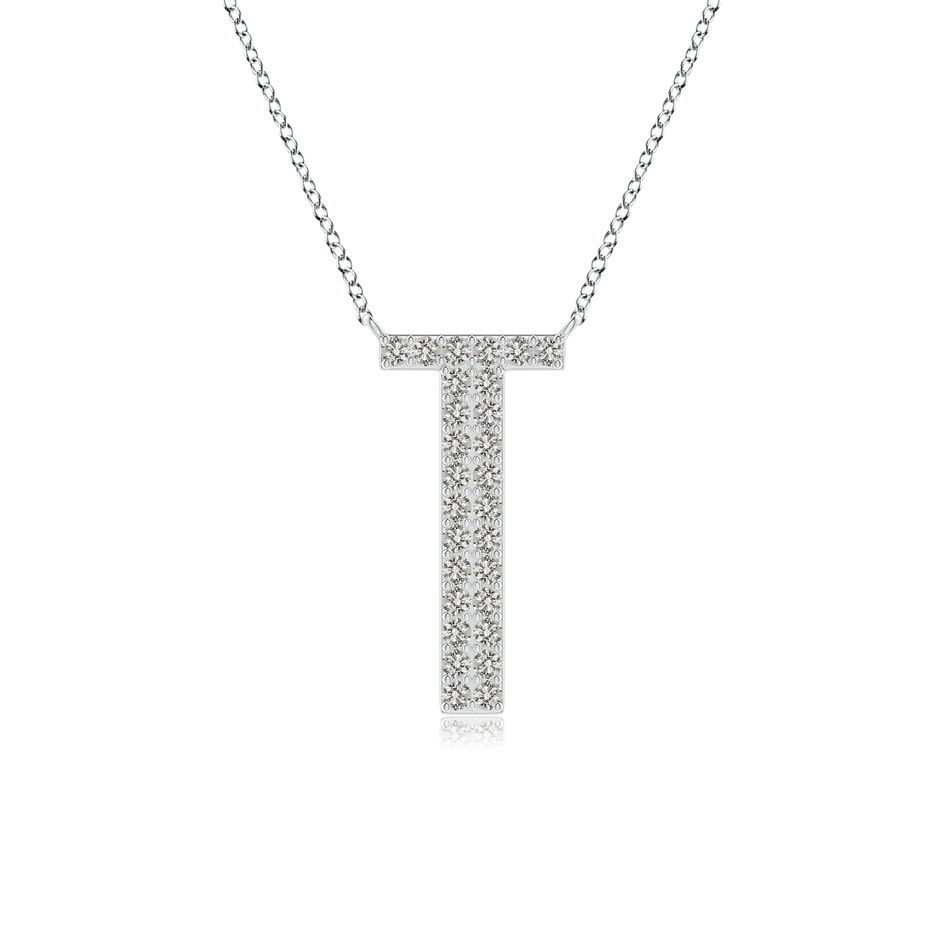 1.15mm KI3 Modern Deco Diamond Capital "T" Initial Pendant in White Gold 