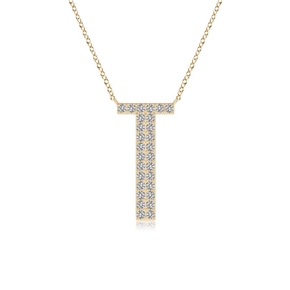 1.15mm KI3 Modern Deco Diamond Capital "T" Initial Pendant in Yellow Gold 