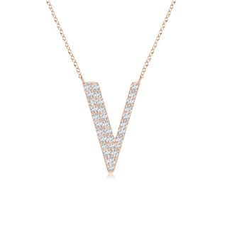 1.4mm GVS2 Modern Deco Diamond Capital "V" Initial Pendant in Rose Gold