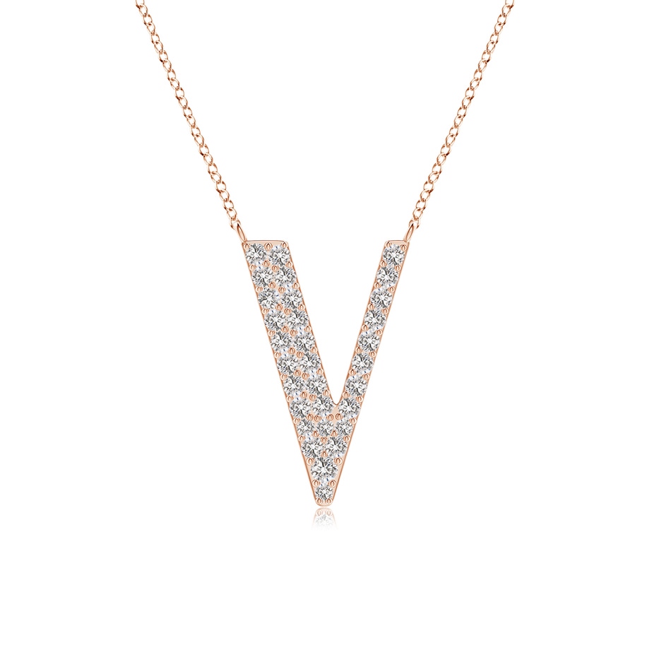 1.4mm IJI1I2 Modern Deco Diamond Capital "V" Initial Pendant in Rose Gold 
