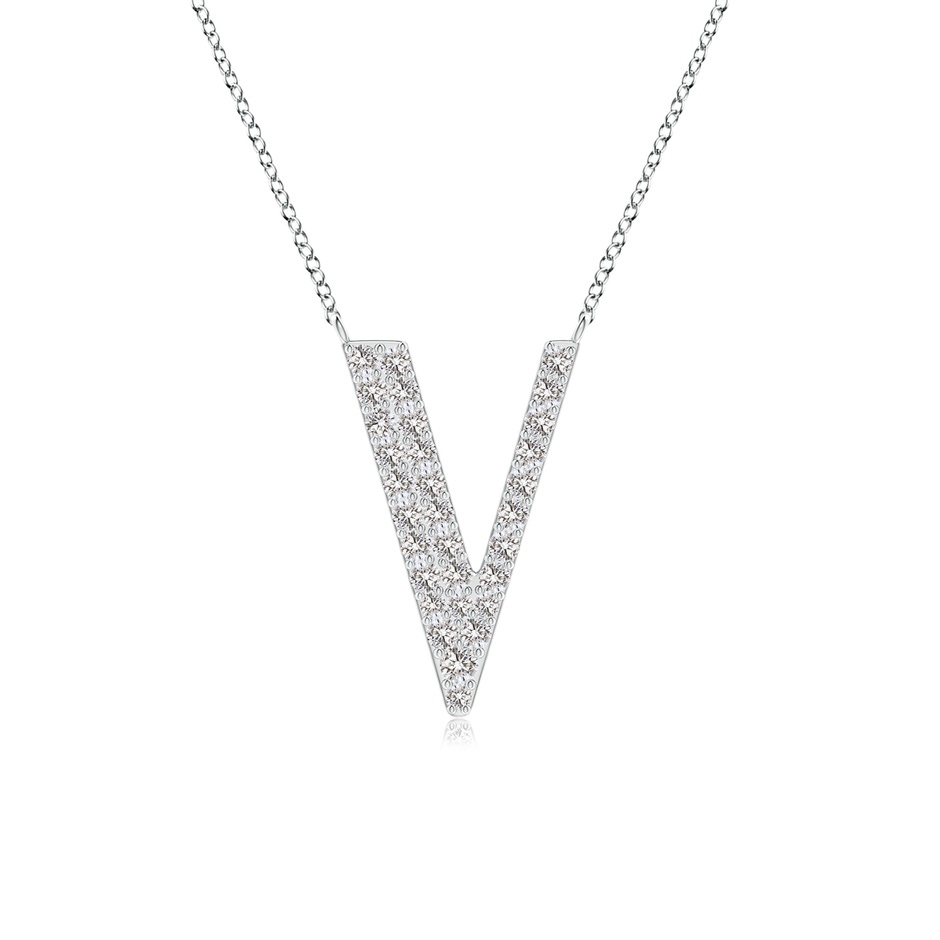 1.4mm IJI1I2 Modern Deco Diamond Capital "V" Initial Pendant in White Gold 