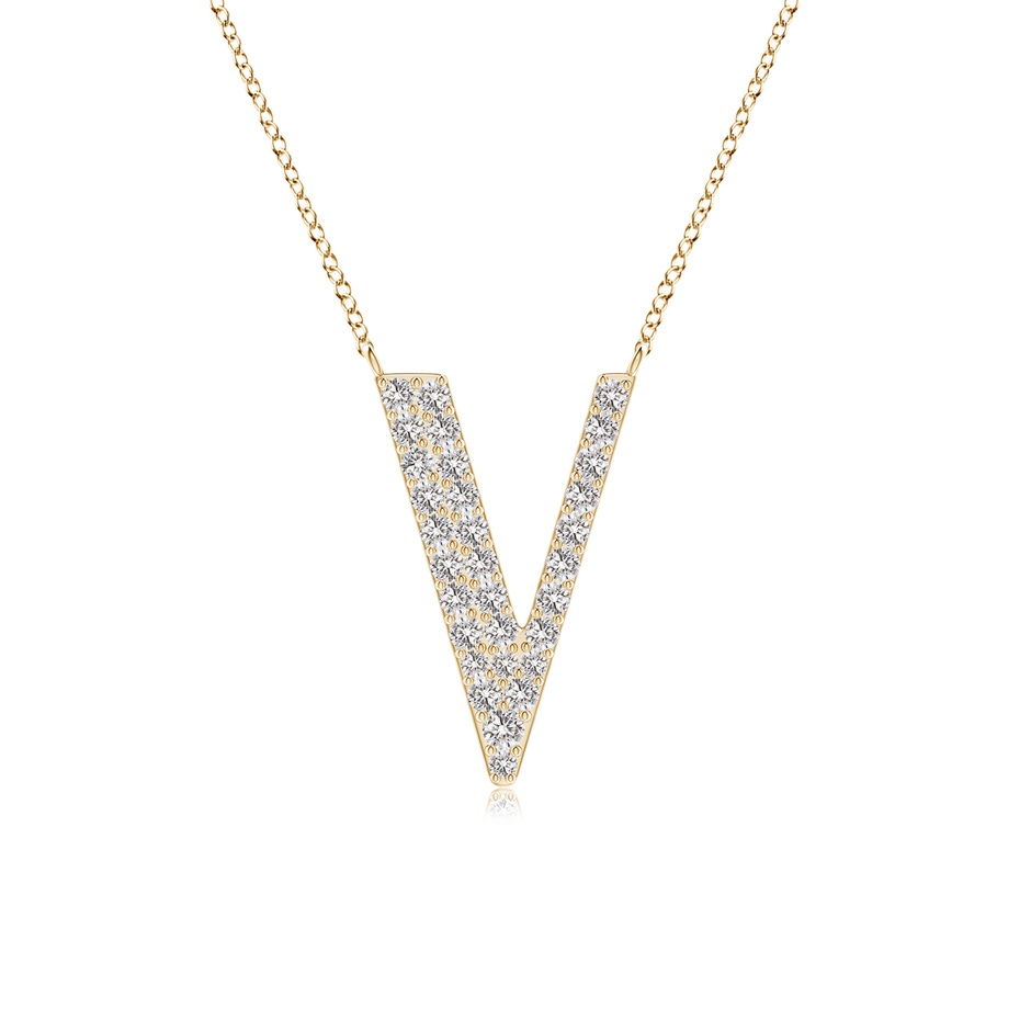 1.4mm IJI1I2 Modern Deco Diamond Capital "V" Initial Pendant in Yellow Gold 