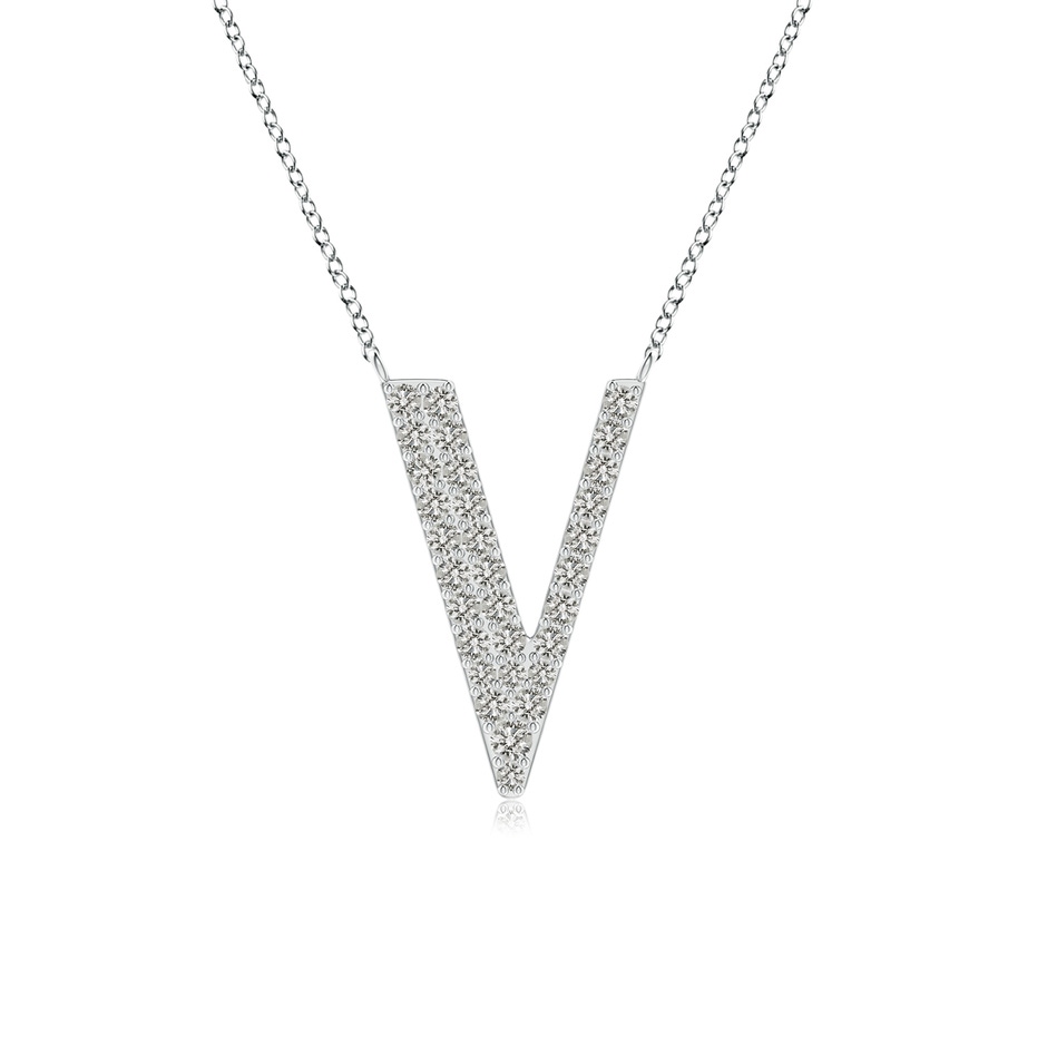 1.4mm KI3 Modern Deco Diamond Capital "V" Initial Pendant in White Gold 