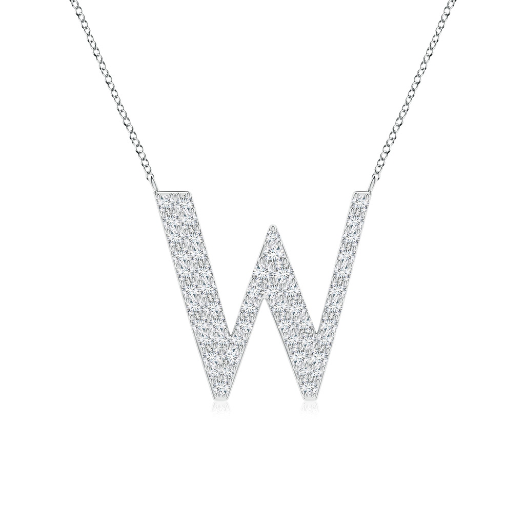 1.4mm GVS2 Modern Deco Diamond Capital "W" Initial Pendant in White Gold