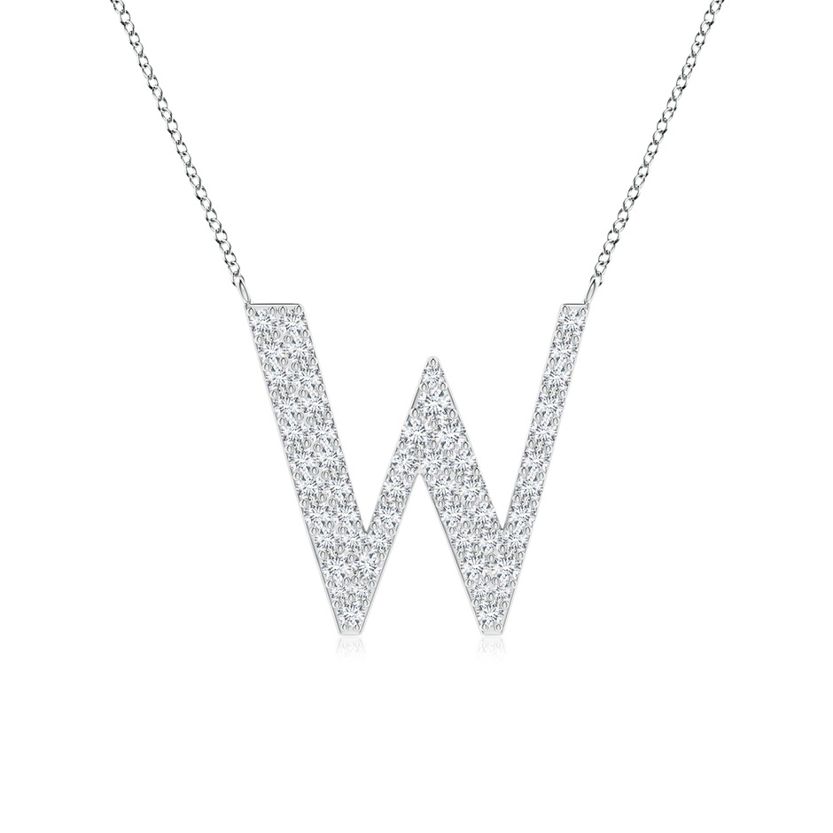 1.4mm GVS2 Modern Deco Diamond Capital "W" Initial Pendant in White Gold 