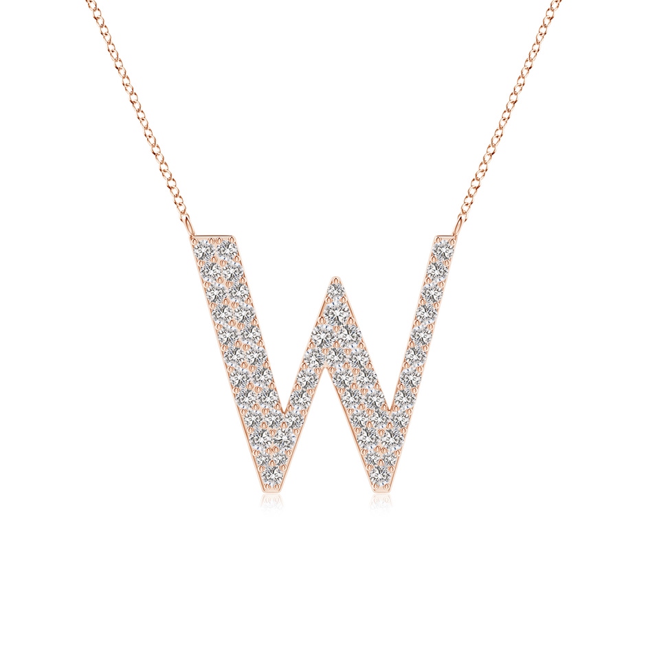 1.4mm IJI1I2 Modern Deco Diamond Capital "W" Initial Pendant in Rose Gold 