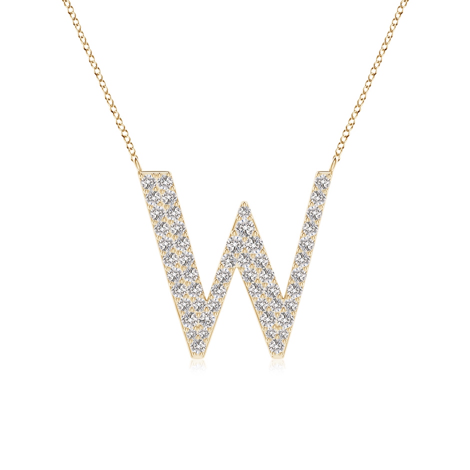 1.4mm IJI1I2 Modern Deco Diamond Capital "W" Initial Pendant in Yellow Gold 